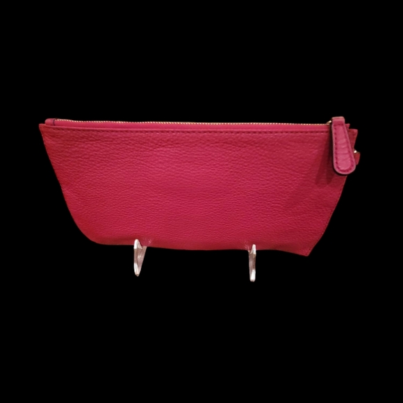 Preloved Michael Kors Genuine Leather Red Flame Large Zippered Clutch Wristlet - Picture 3 of 5